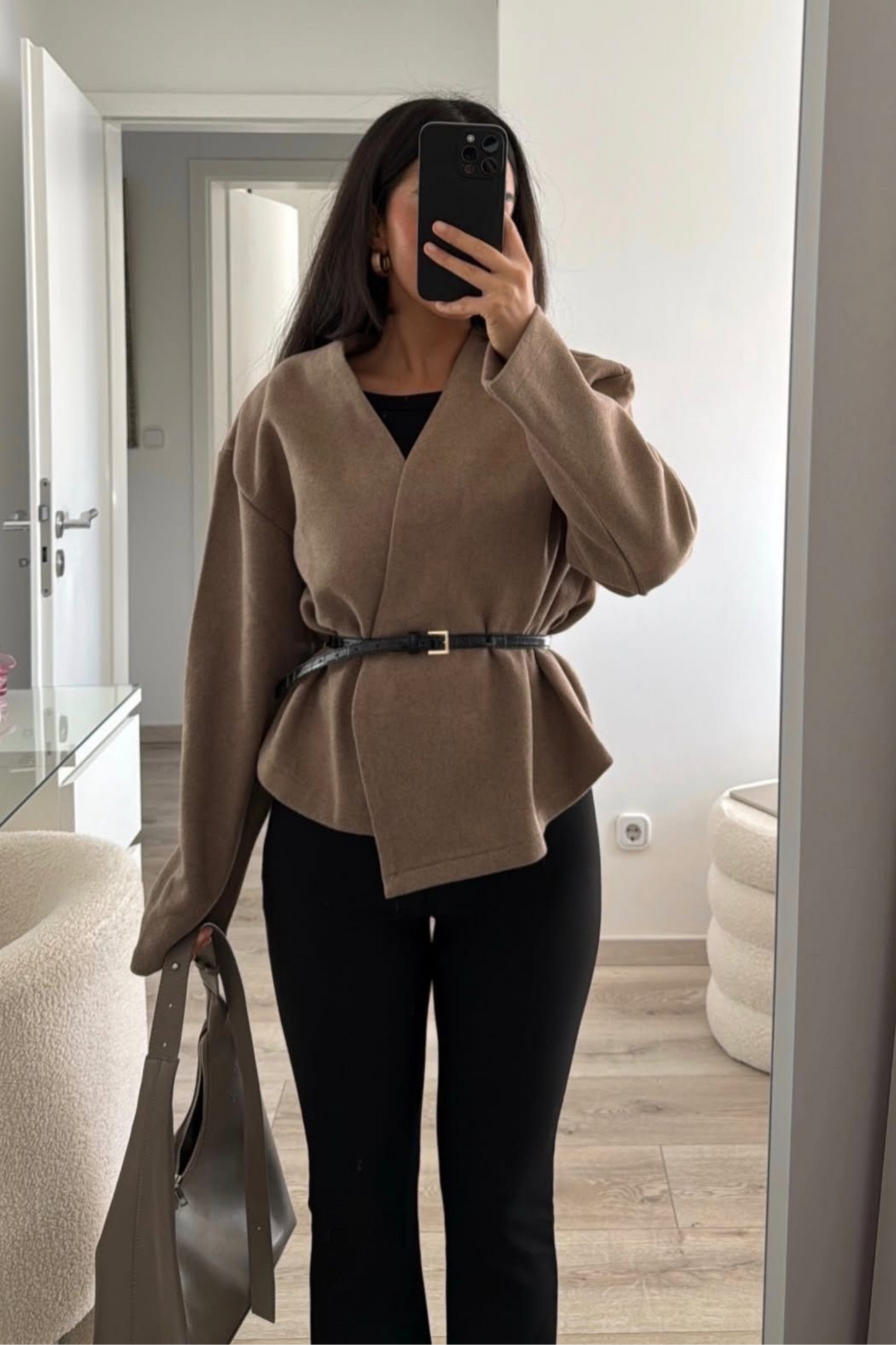 Camel Wrap Wool Jacket