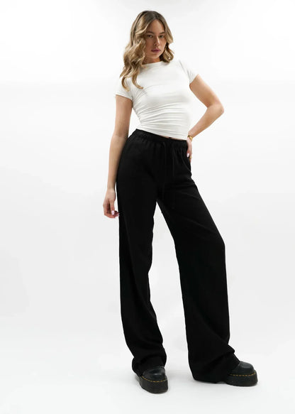 "Hannah" Leinenhose Schwarz
