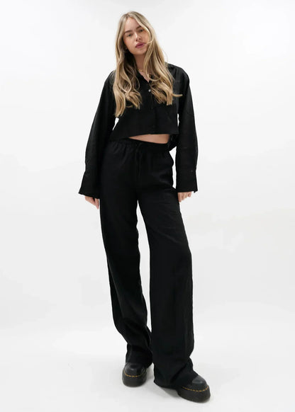 "Hannah" Leinenhose Schwarz