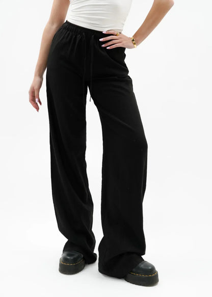 "Hannah" Leinenhose Schwarz