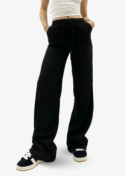 "Hannah" Leinenhose Schwarz
