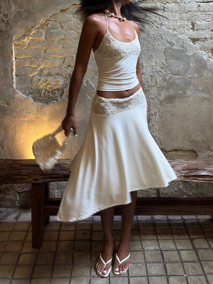 Ivory Lace Halter Two-Piece Set Lifestyle 2