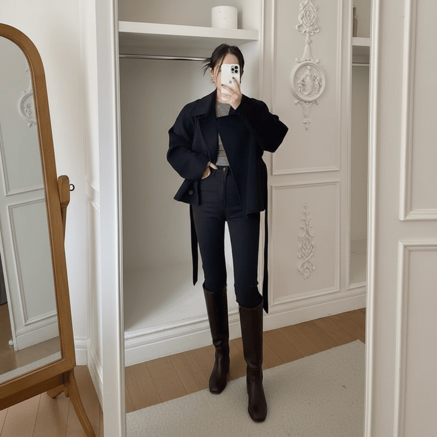 Grey Belted Wool Jacket