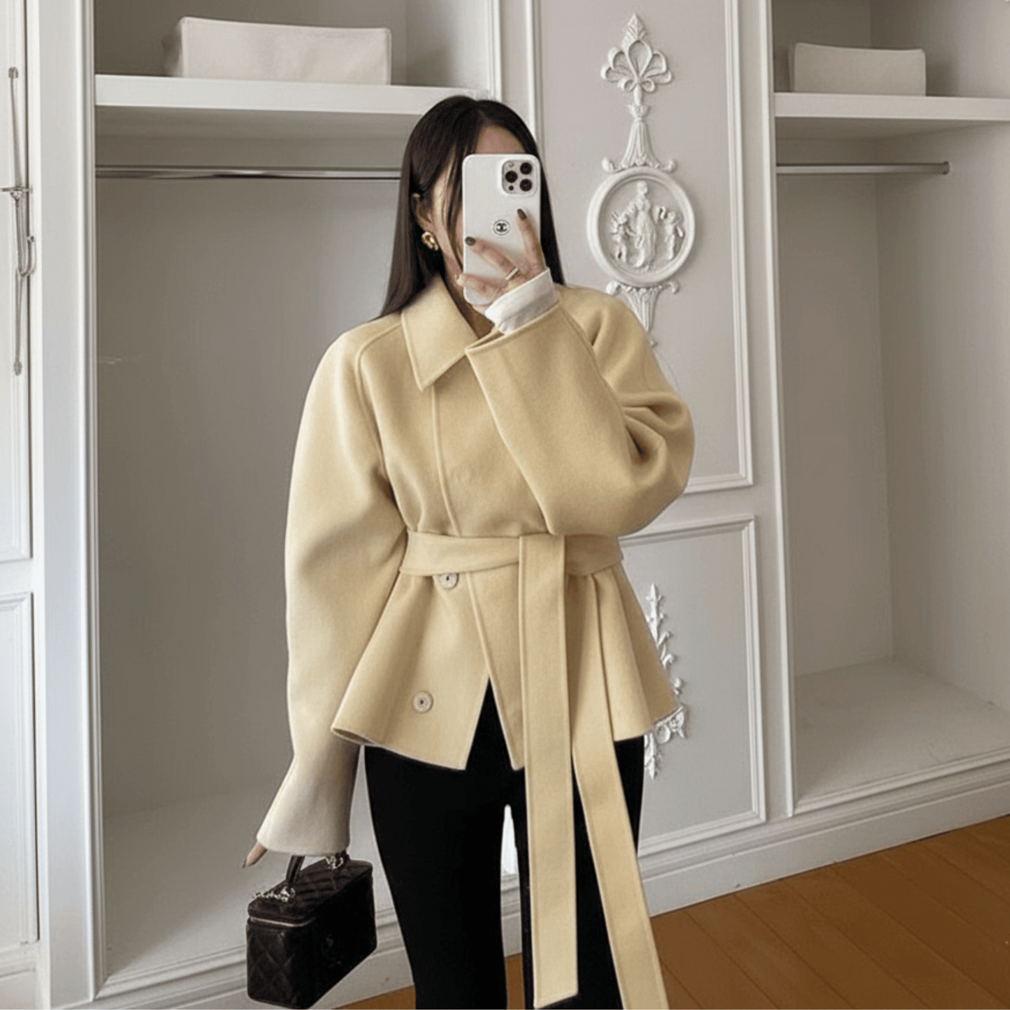 Grey Belted Wool Jacket