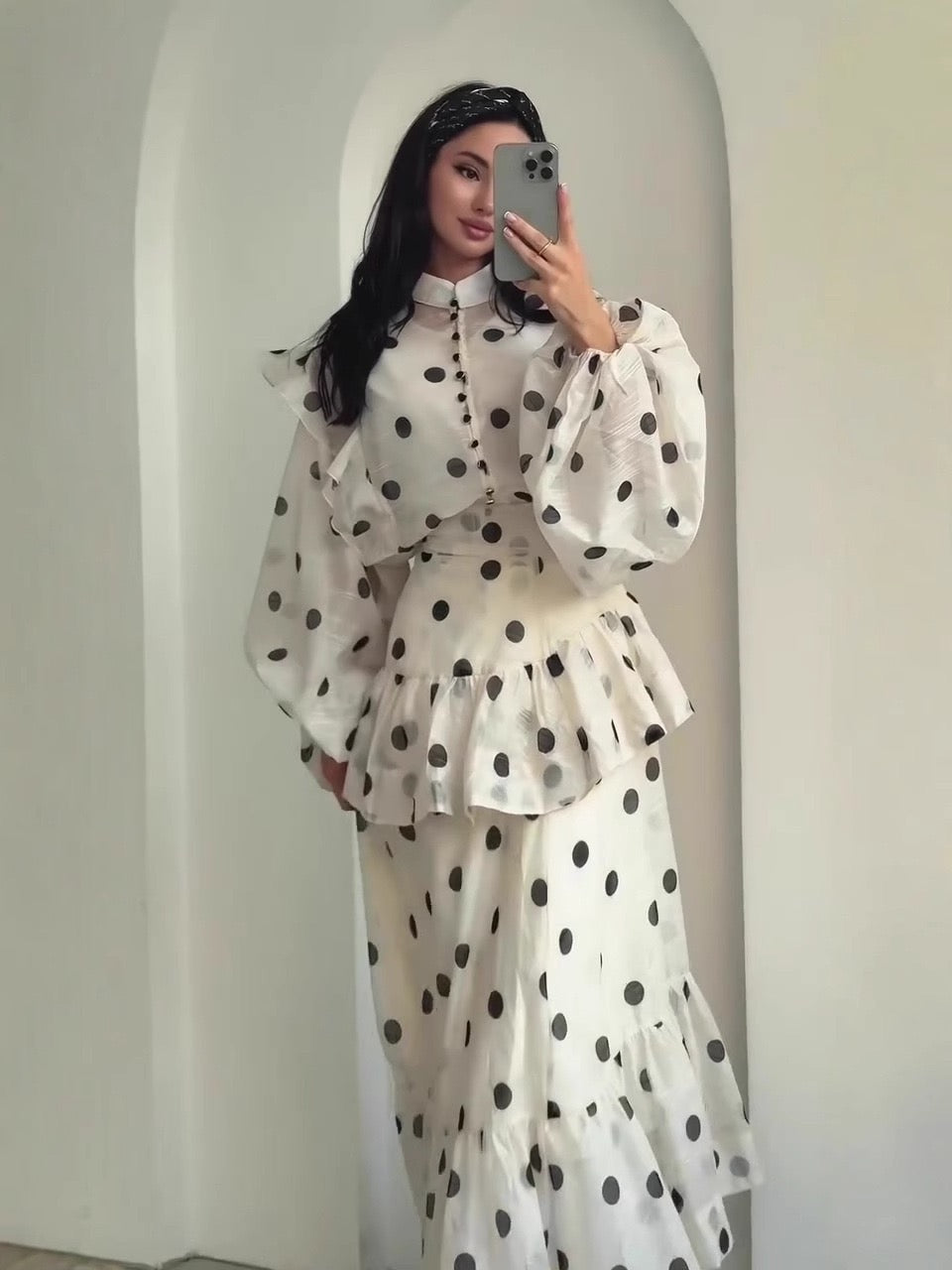 Polka Dot Ruffle Maxi Dress 3