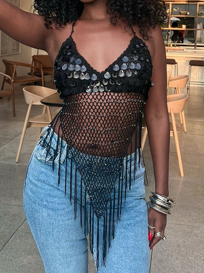 Marina Crochet Fringe Top
