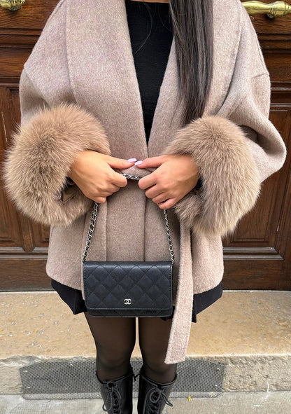 "Celine" Kurzmantel mit Fell