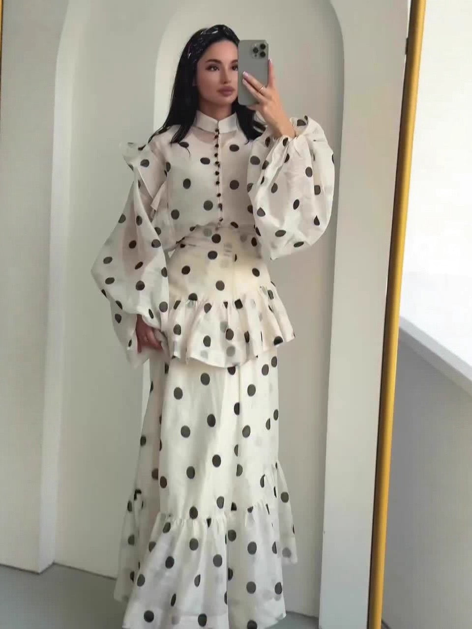 Polka Dot Ruffle Maxi Dress 1