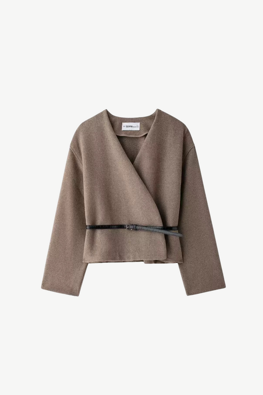 Camel Wrap Wool Jacket