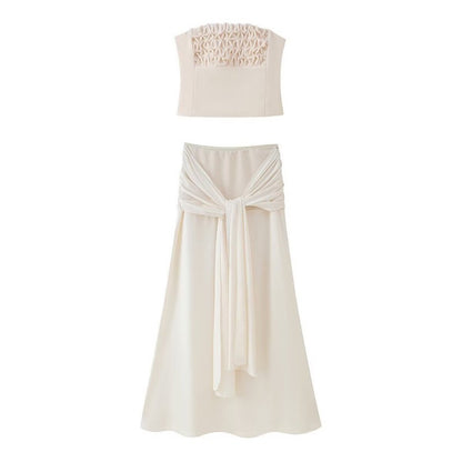 Cream Ruched Bandeau Two-Piece Set Produktfoto 2