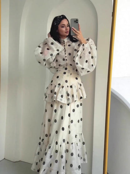 Polka Dot Ruffle Maxi Dress 2