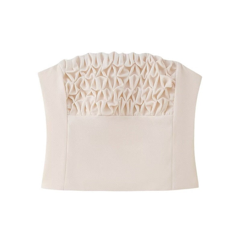 Cream Ruched Bandeau Two-Piece Set Lifestyle 3