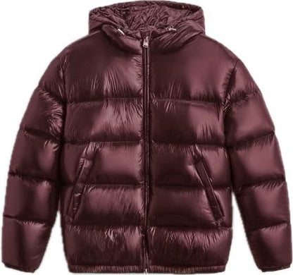 Metallic Bordeaux Pufferjacke