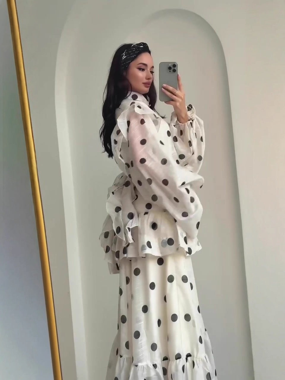 Polka Dot Ruffle Maxi Dress 4