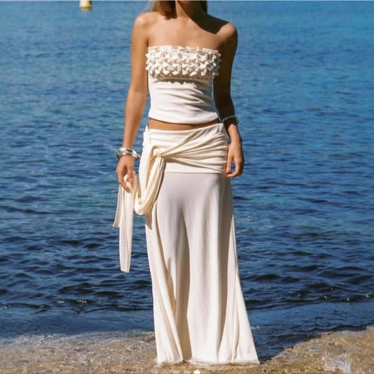 Cream Ruched Bandeau Top Produktfoto