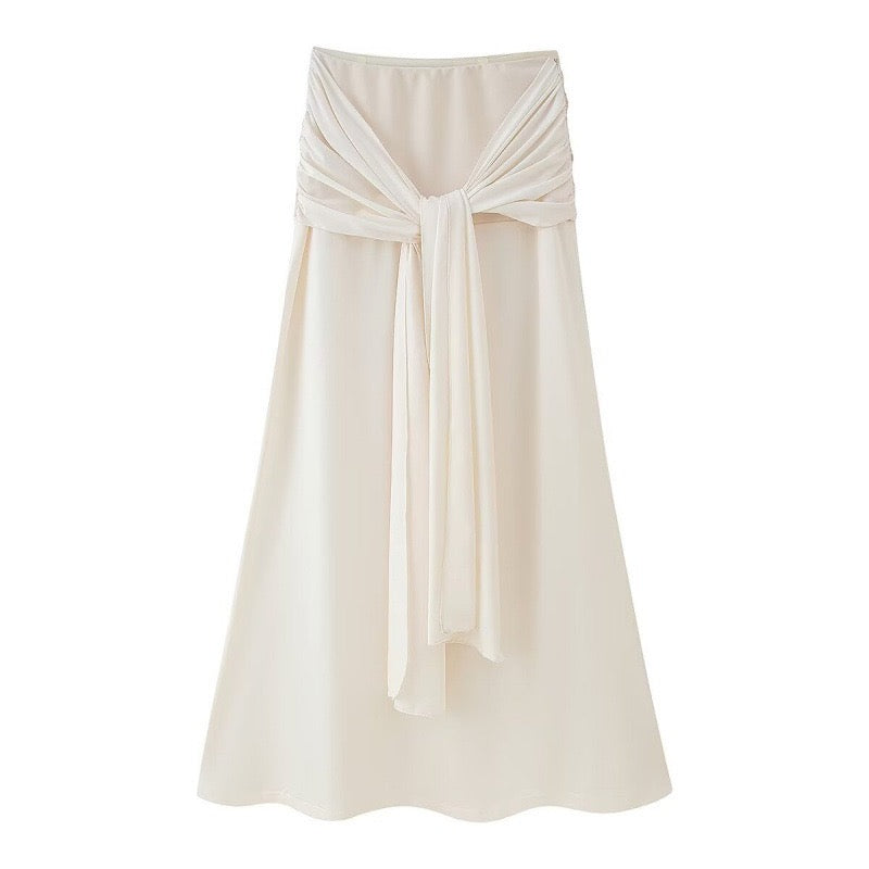 Cream Ruched Bandeau Two-Piece Set Lifestyle 4
