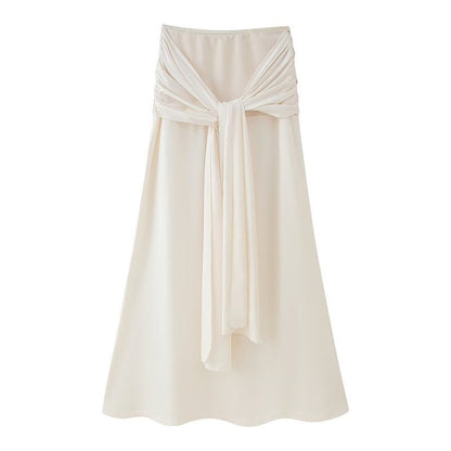 Cream Ruched Bandeau Two-Piece Set Lifestyle 4