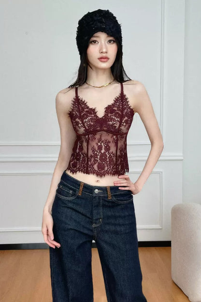 Velvet Lace Camisole Bordeaux