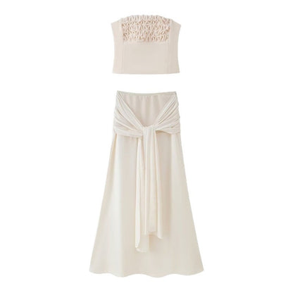 Cream Ruched Bandeau Two-Piece Set Produktfoto 1